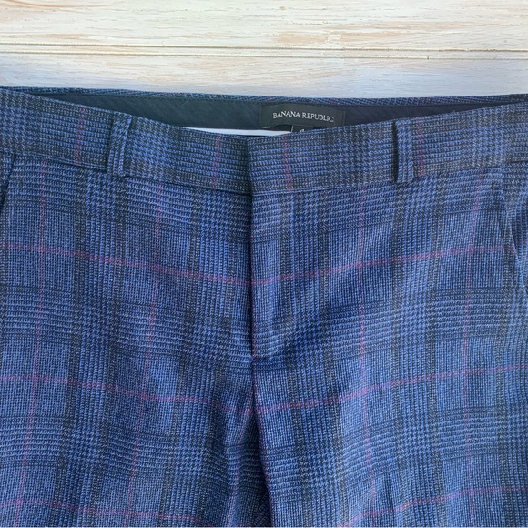 Banana Republic Navy Plaid “Ryan” Trousers – Size 4 - Picture 2 of 9